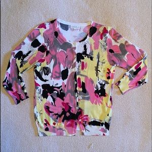 Joseph A Pink and Black Cardigan Sweater